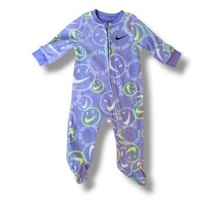 Nike Smiley Logo Fleece Footies One Piece In Purple